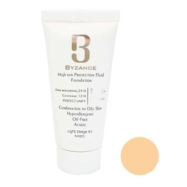 کرم ضد آفتاب بیزانس شماره 10 بژ روشن مات spf 50 حجم 30 میل